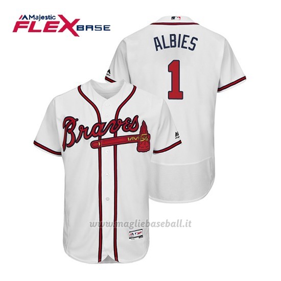 Maglia Baseball Uomo Atlanta Braves Ozzie Albies Flex Base Autentico Collezione 1ª2019 Bianco